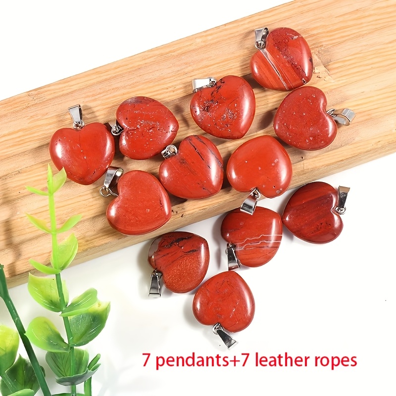 Set of 6 Natural Stone Red Pendant Necklaces